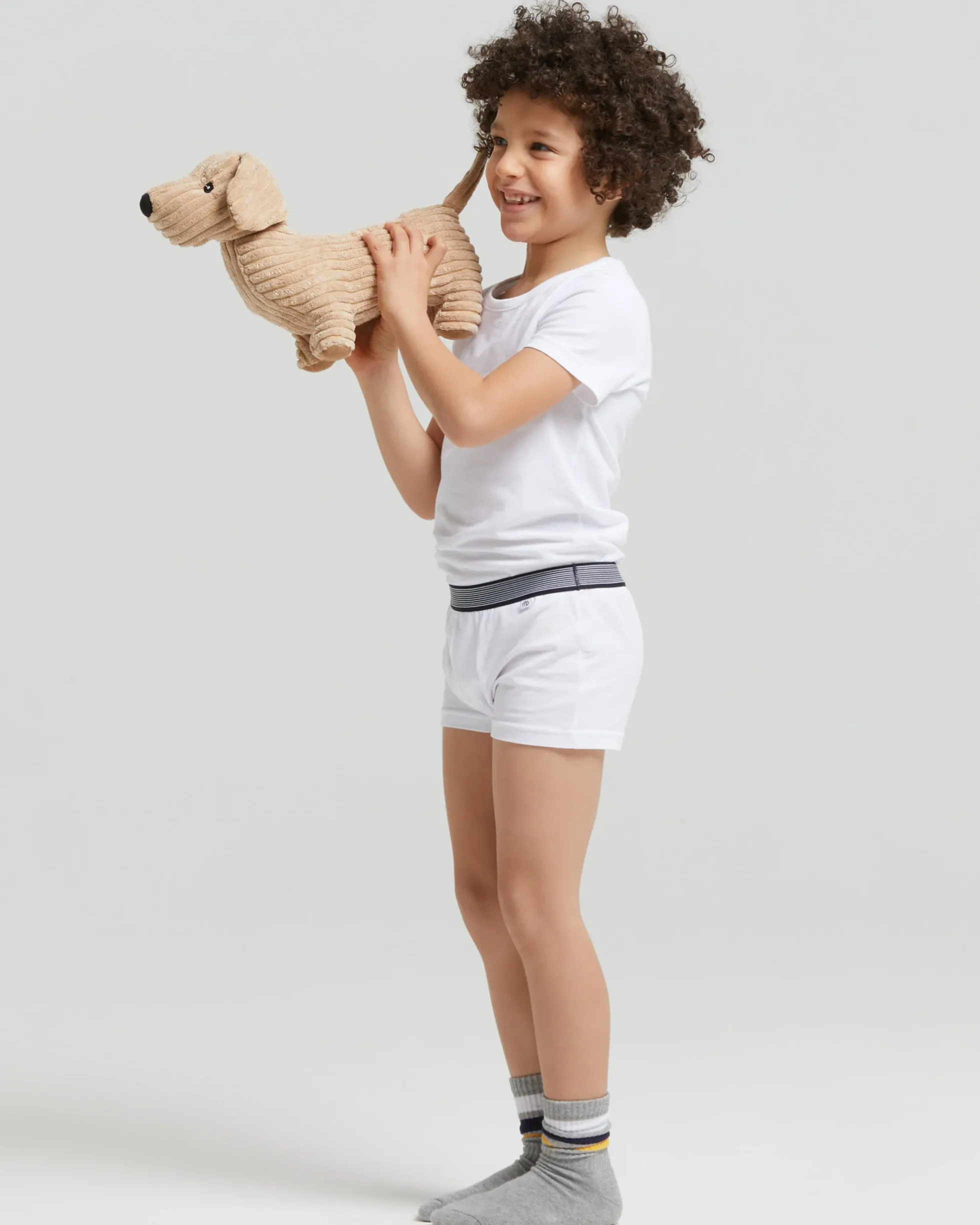 Boxer bimbo in cotone organico con elastico a righe