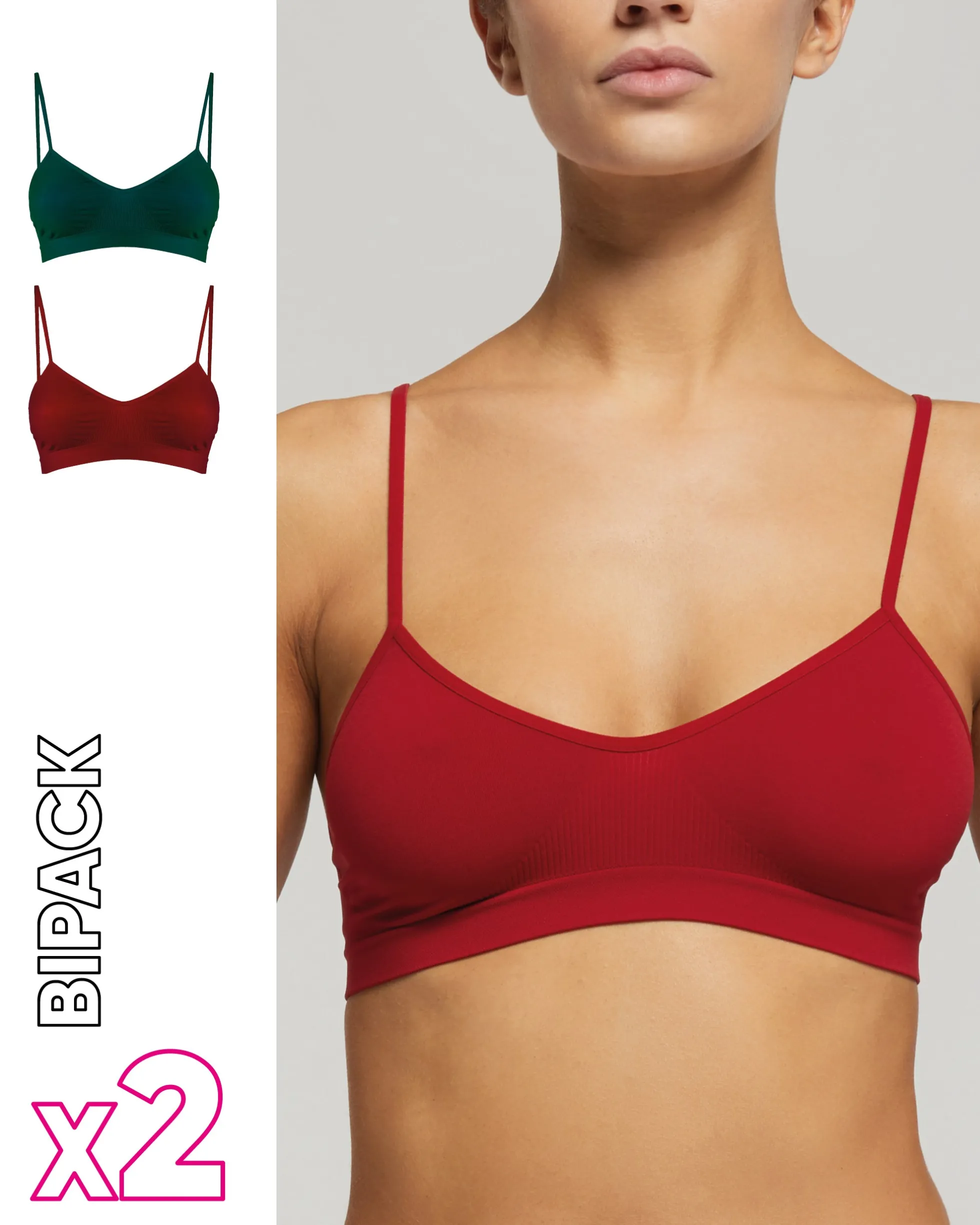 Brassiere seamless con spalline sottili X2