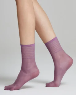 Calzino velato Iris con righe in trasparenza