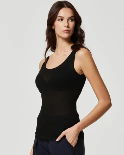 Canotta rib modal cashmere a costine