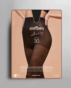 Collant Ambra 30 denari con motivo pizzo floreale
