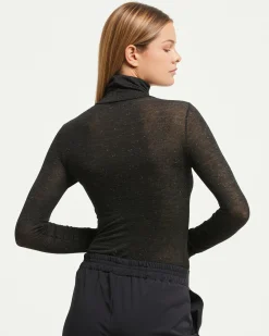 Maglia collo alto in modal cashmere con lamé