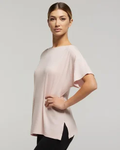 Maglia manica corta scollo barchetta in viscosa sostenibile vestibilità over
