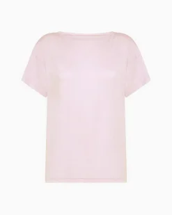 Maglia manica corta scollo barchetta in viscosa sostenibile vestibilità over