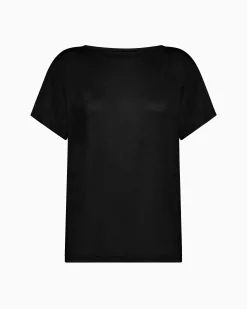 Maglia manica corta scollo barchetta in viscosa sostenibile vestibilità over