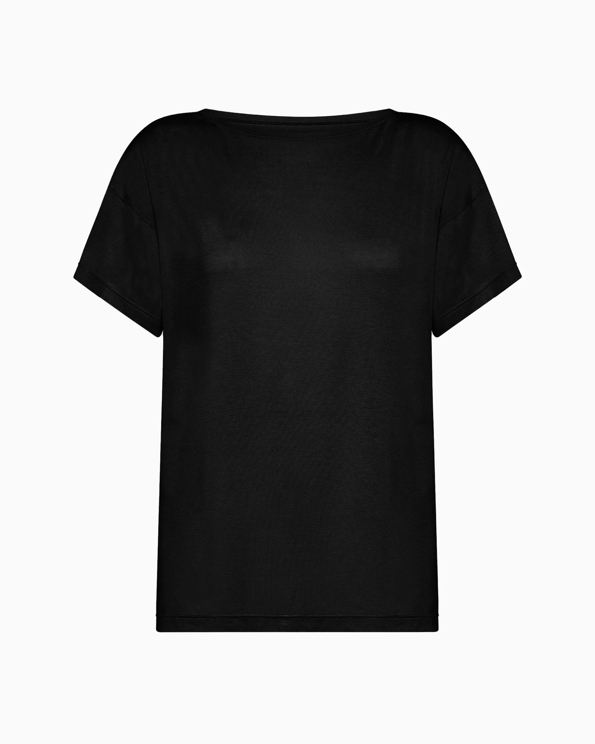 Maglia manica corta scollo barchetta in viscosa sostenibile vestibilità over