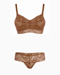 Set Completo coordinato Intimo Pizzo (Caramello)